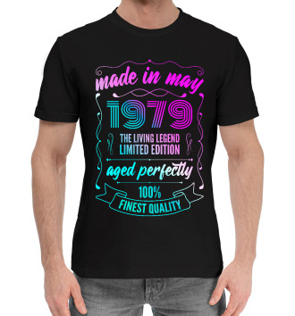 Хлопковая футболка Made In May 1979 Vintage Neon