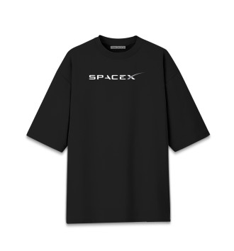Хлопковая футболка оверсайз SPACEX.
