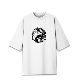 Мужская Хлопковая футболка оверсайз Драконы