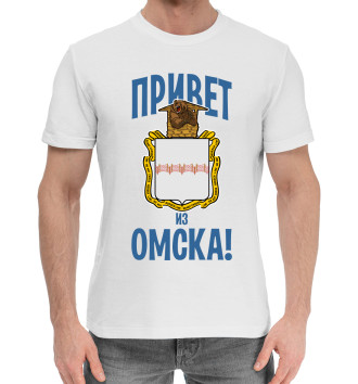 Мужская Хлопковая футболка Привет из Омска