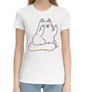 Женская Хлопковая футболка Кот