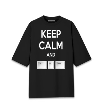 Мужская Хлопковая футболка оверсайз Keep calm and Ctrl Alt Delete