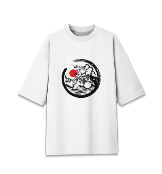 Женская Хлопковая футболка оверсайз Пейзаж в круге Энсо Дзен