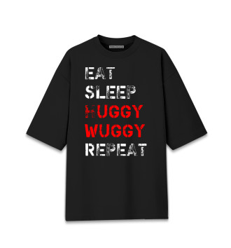 Хлопковая футболка оверсайз Eat Sleep Huggy Wuggy Repeat
