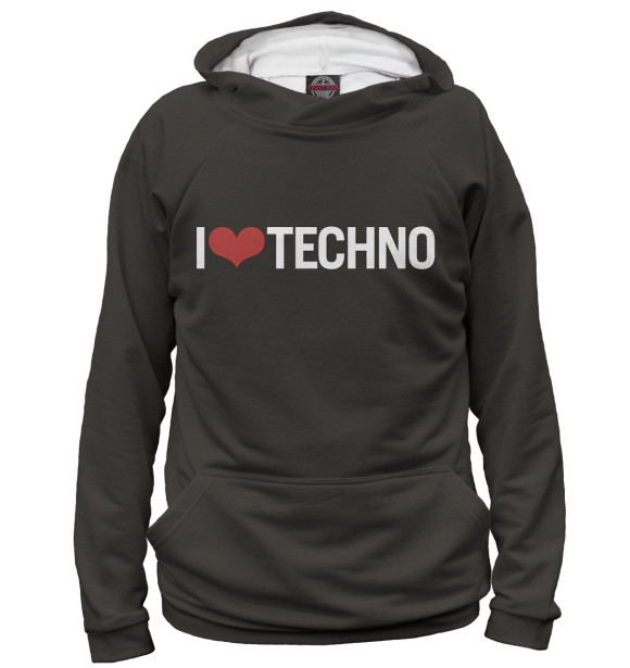 Худи I Love Techno для девочек 