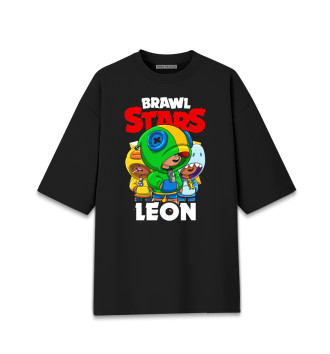 Мужская Хлопковая футболка оверсайз Brawl Stars, Leon