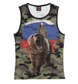 Майка для девочек Путин на медведе
