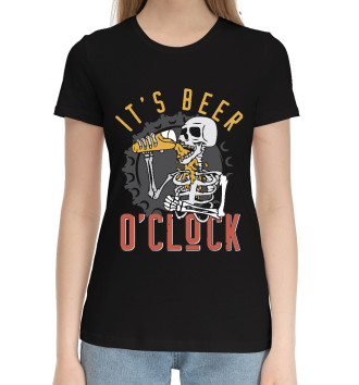 Женская Хлопковая футболка It's beer o'clock