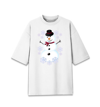 Мужская Хлопковая футболка оверсайз Снеговик