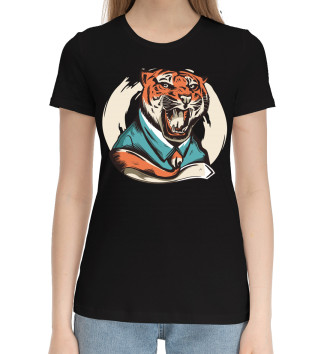 Женская Хлопковая футболка Тигр