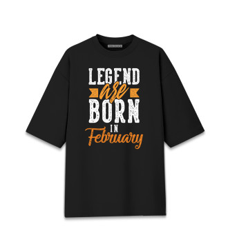 Хлопковая футболка оверсайз Legend are born in February