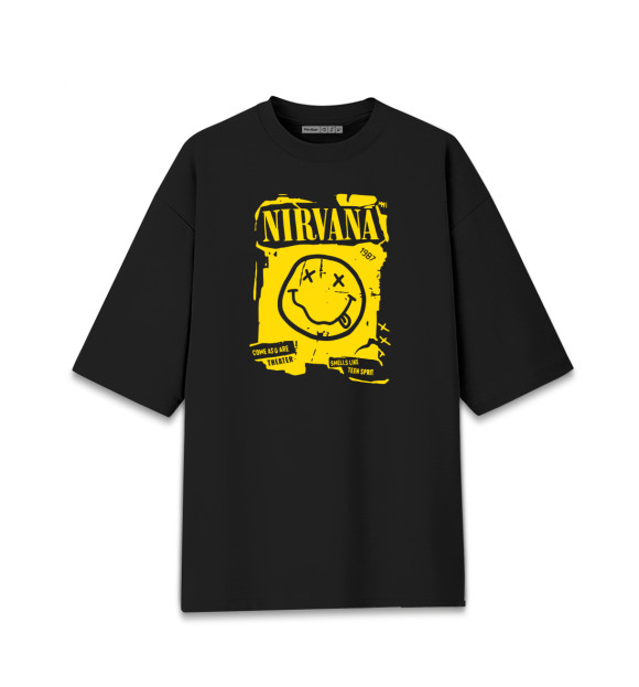 Женская Хлопковая футболка оверсайз Нирвана (Nirvana)