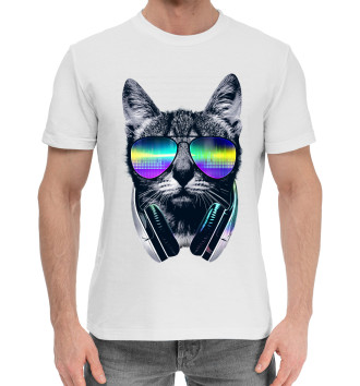 Хлопковая футболка Кот с наушниками