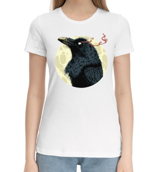 Хлопковая футболка Ворон на фоне луны