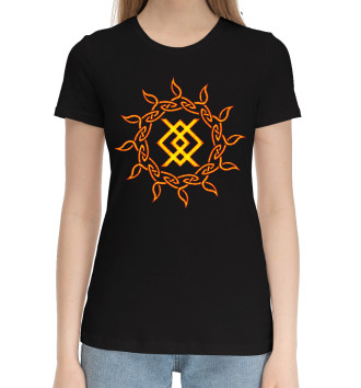 Женская Хлопковая футболка Славянский символ Купало