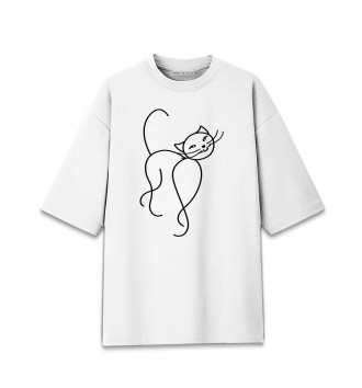 Хлопковая футболка оверсайз Ласковый котик
