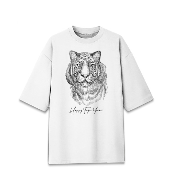 Женская Хлопковая футболка оверсайз Happy Tiger Year!