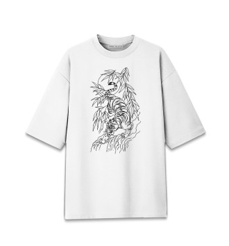 Женская Хлопковая футболка оверсайз Tiger tattoo