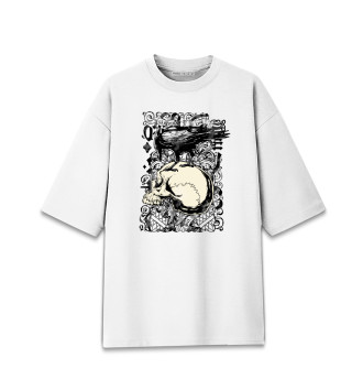 Мужская Хлопковая футболка оверсайз Raven & Skull