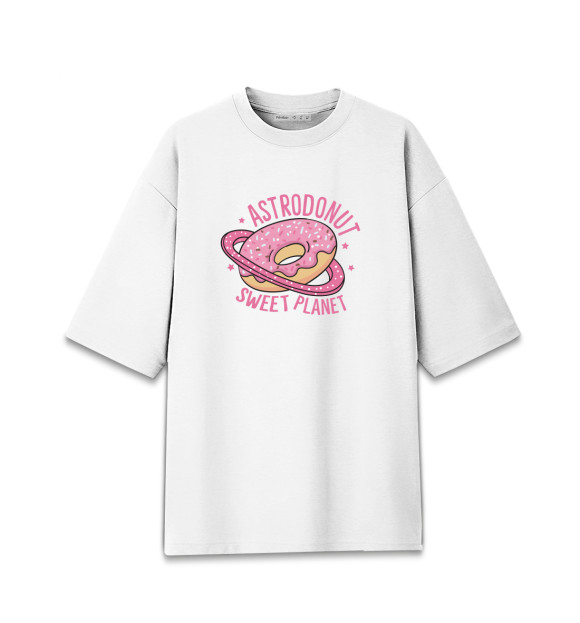 Женская Хлопковая футболка оверсайз Планета Пончик