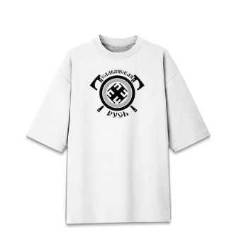 Мужская Хлопковая футболка оверсайз Символ воина  -  РатиБорец
