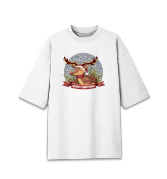 Мужская Хлопковая футболка оверсайз Merry Christmas