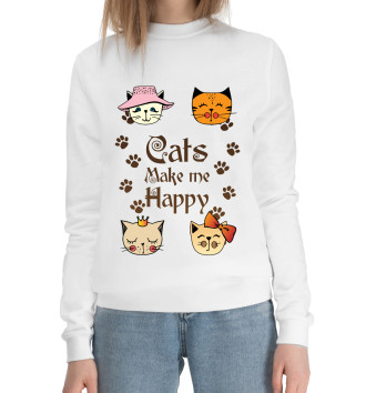 Хлопковый свитшот Cats Make me Happy