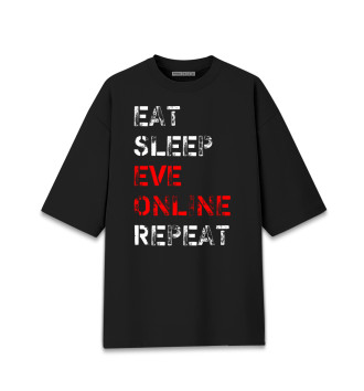 Мужская Хлопковая футболка оверсайз Eat Sleep EVE Online Repeat