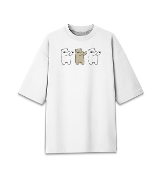 Женская Хлопковая футболка оверсайз Медведь