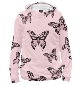Женское Худи Розовые бабочки