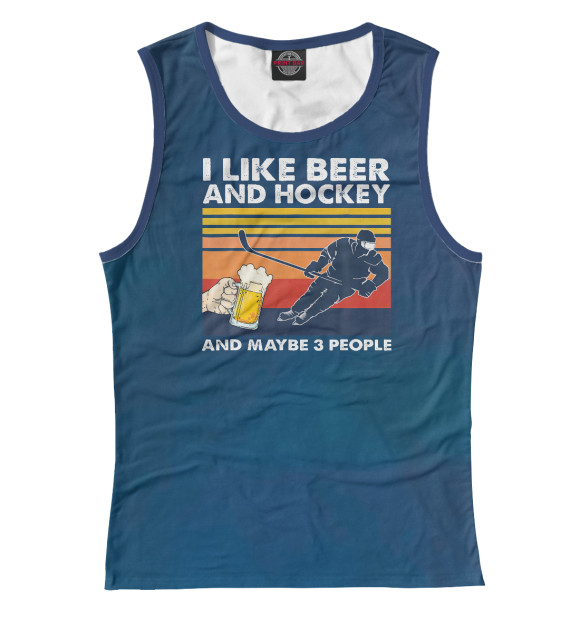Майка I Like Beer And Hockey для девочек 