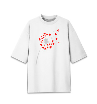 Мужская Хлопковая футболка оверсайз Сердечный одуванчик