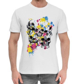 Мужская Хлопковая футболка Color skulls