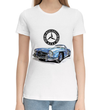 Женская Хлопковая футболка Mercedes retro