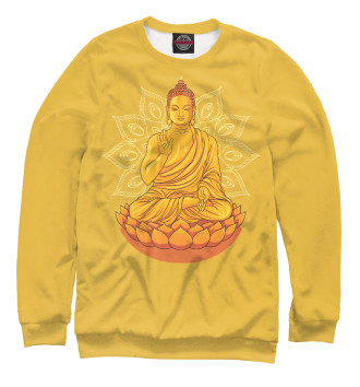 Мужской Свитшот Золотой Будда с мандалой и лотосом