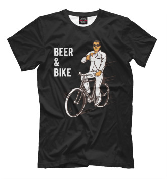 Мужская Футболка Велосипед и пиво