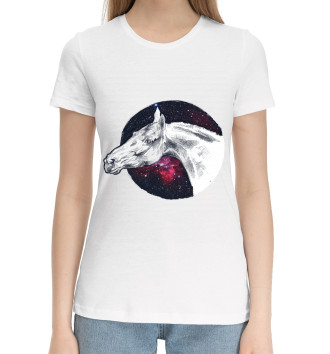Женская Хлопковая футболка Мой космос - лошади