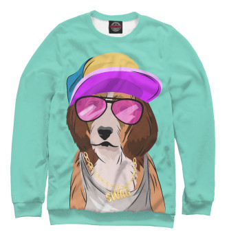 Свитшот для девочек Собака, одетая в стиле хип-хоп