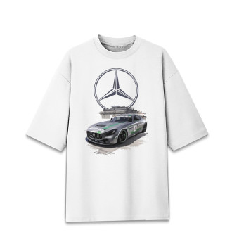 Женская Хлопковая футболка оверсайз Mercedes AMG