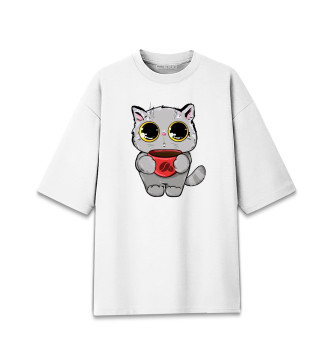 Женская Хлопковая футболка оверсайз Cat