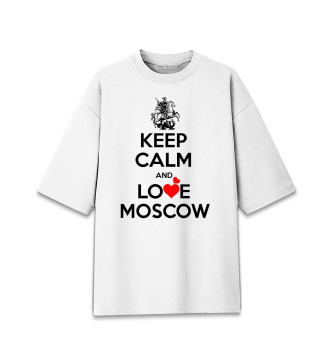Мужская Хлопковая футболка оверсайз Будь спок и люби Москву