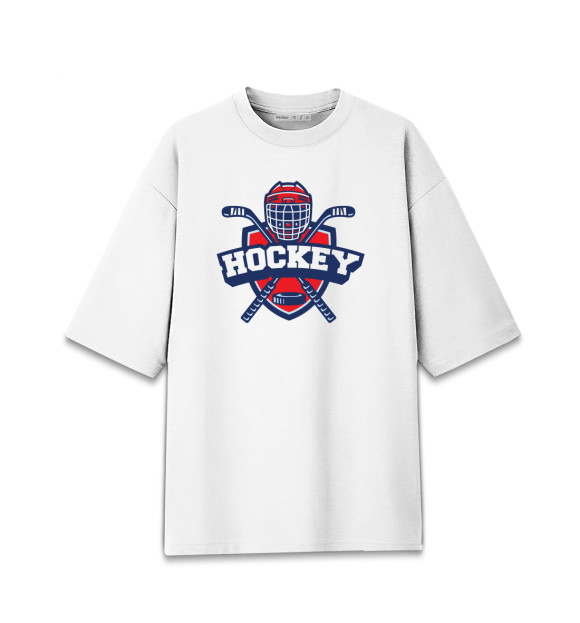 Женская Хлопковая футболка оверсайз Hockey
