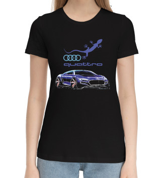 Женская Хлопковая футболка Audi quattro
