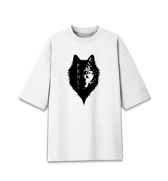Женская Хлопковая футболка оверсайз Волк Одина