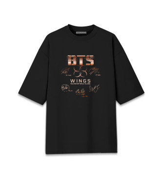 Мужская Хлопковая футболка оверсайз BTS Wings автографы