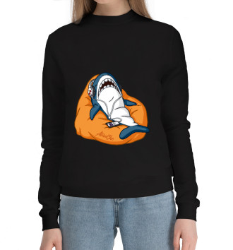 Женский Хлопковый свитшот Акула оранжевая