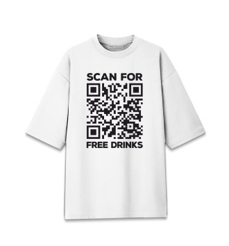 Женская Хлопковая футболка оверсайз Бесплатные Напитки