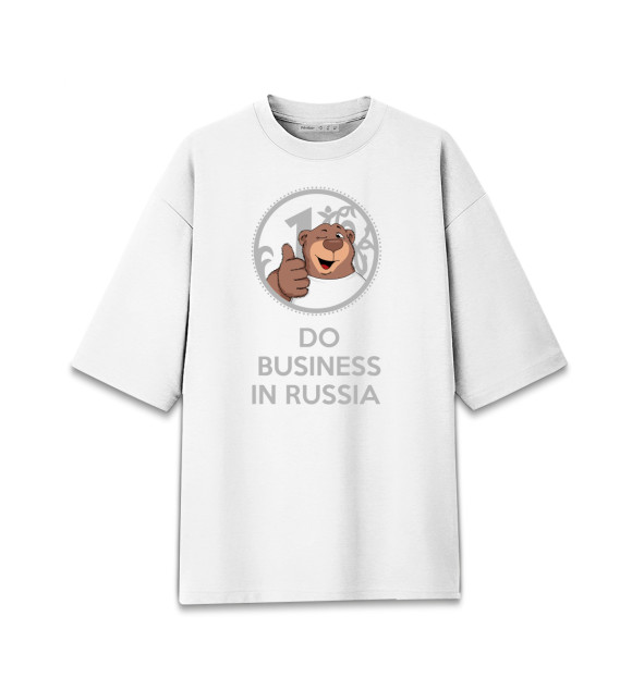 Мужская Хлопковая футболка оверсайз Do business in Russia