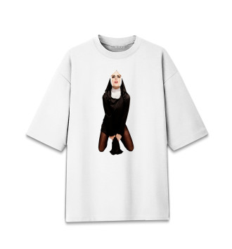 Хлопковая футболка оверсайз Монашка