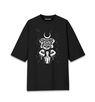 Мужская Хлопковая футболка оверсайз Психоделика космос